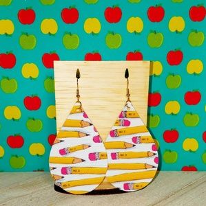 Pencil print earrings